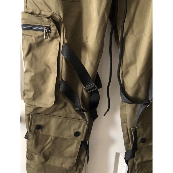 EPTM Men's Cargo Pants Olive Green Straps & Pockets Size Small 30W - Picture 5 of 13